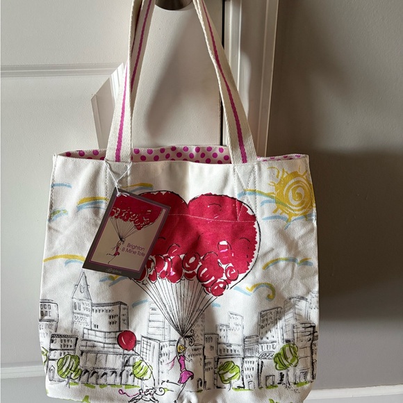 Brighton White and Pink Cityscape Shoulder Bag... Free Your Heart - Picture 2 of 8